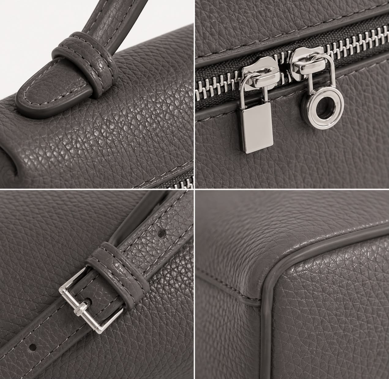 Mini Sac Bandoulière Femme Grainé Écrin – Gris