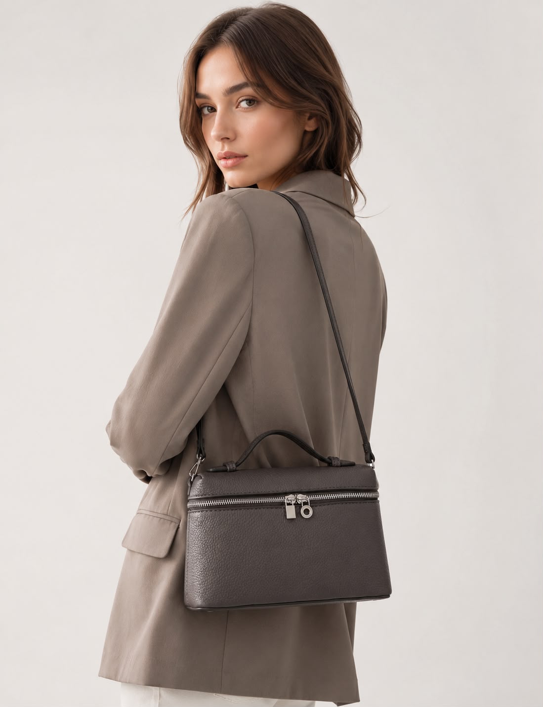 Mini Sac Bandoulière Femme Grainé Écrin – Gris