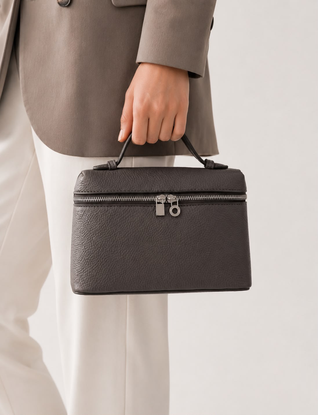 Mini Sac Bandoulière Femme Grainé Écrin – Gris