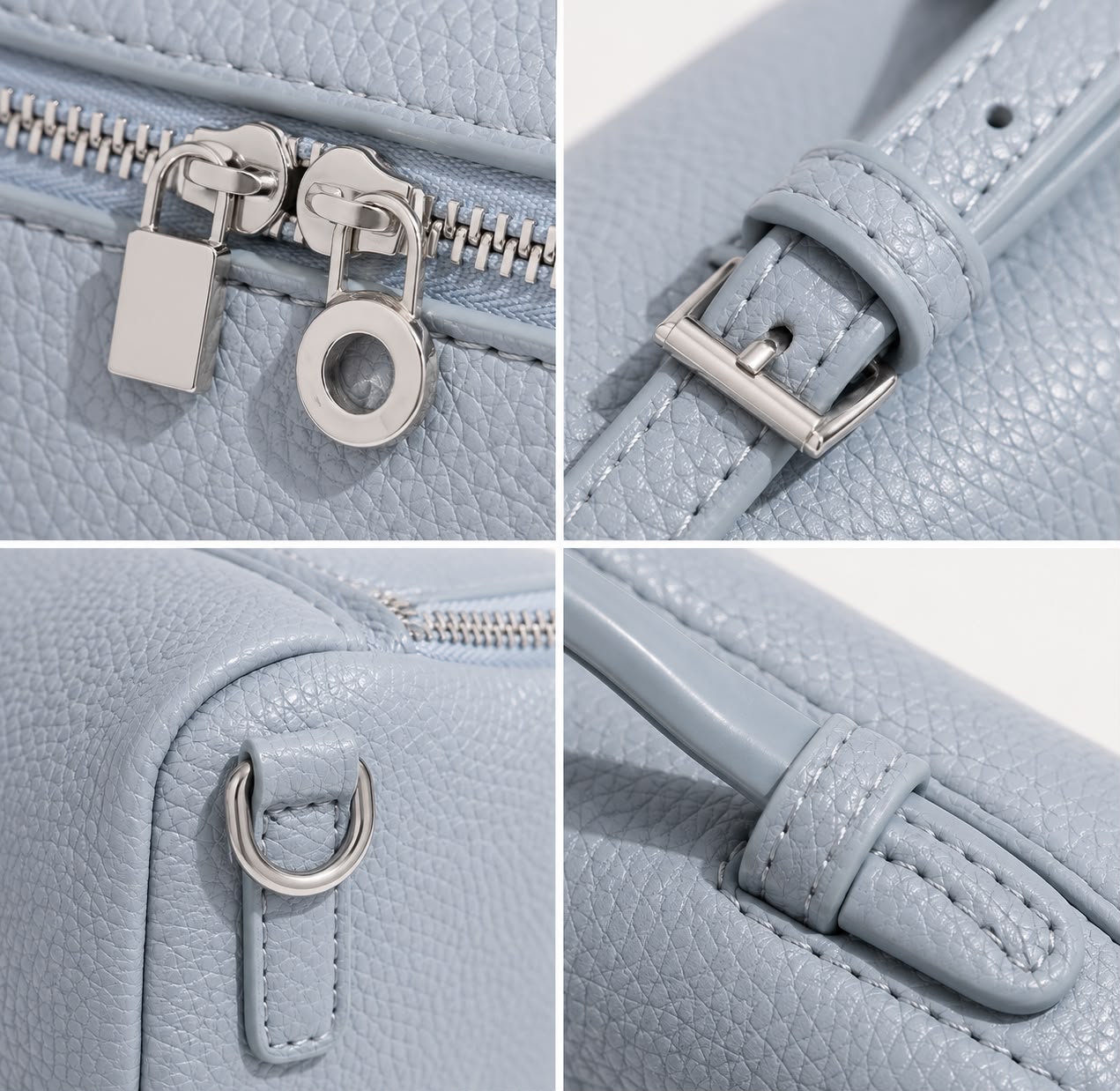 Mini Sac Bandoulière Femme Grainé Écrin – Bleu Ciel