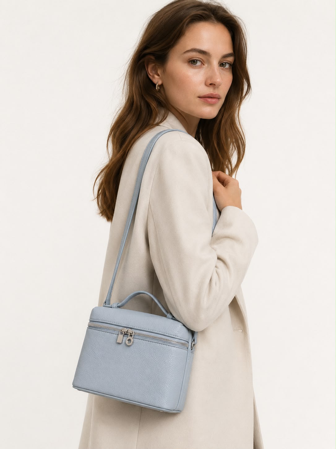 Mini Sac Bandoulière Femme Grainé Écrin – Bleu Ciel
