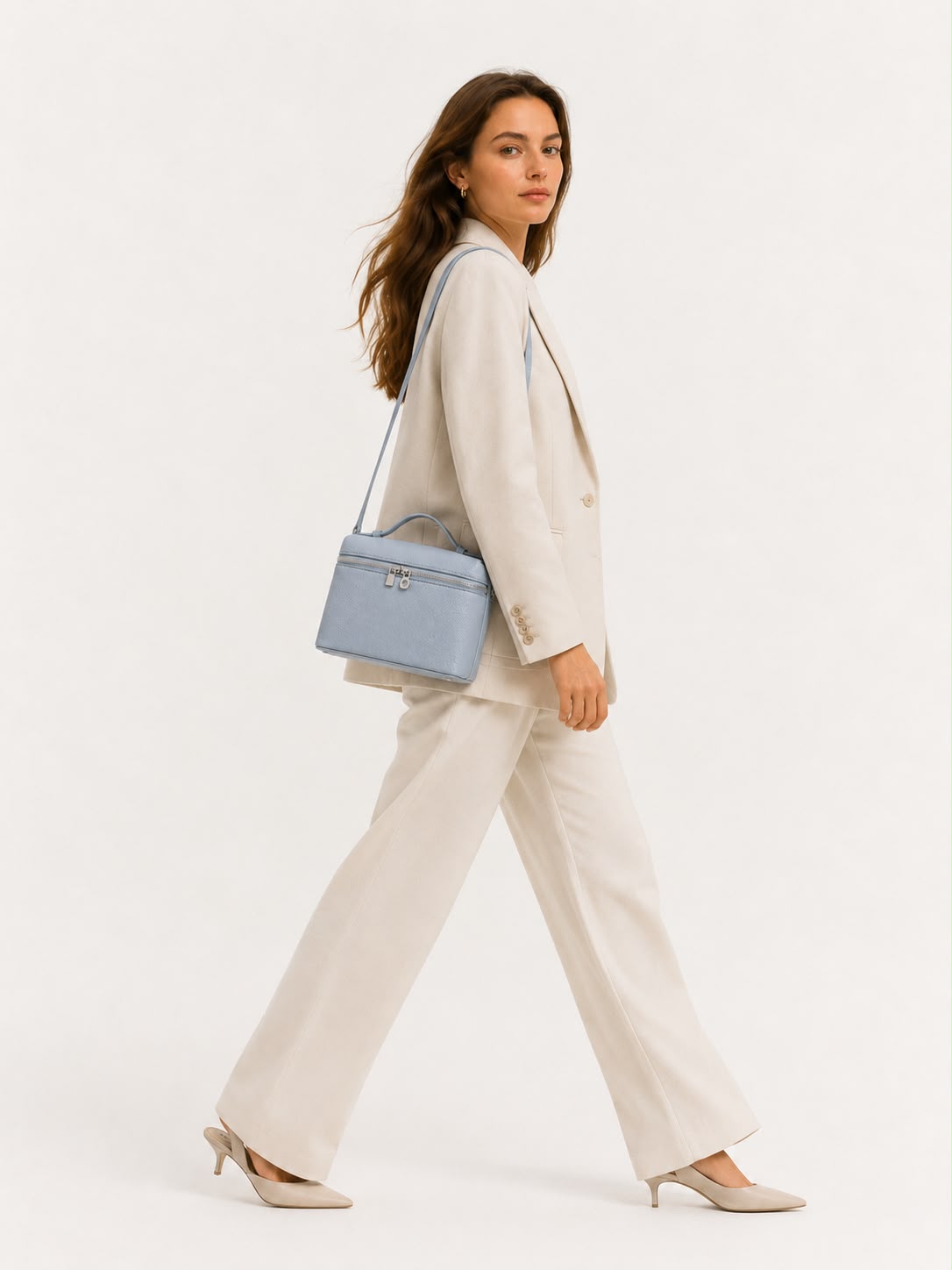 Mini Sac Bandoulière Femme Grainé Écrin – Bleu Ciel