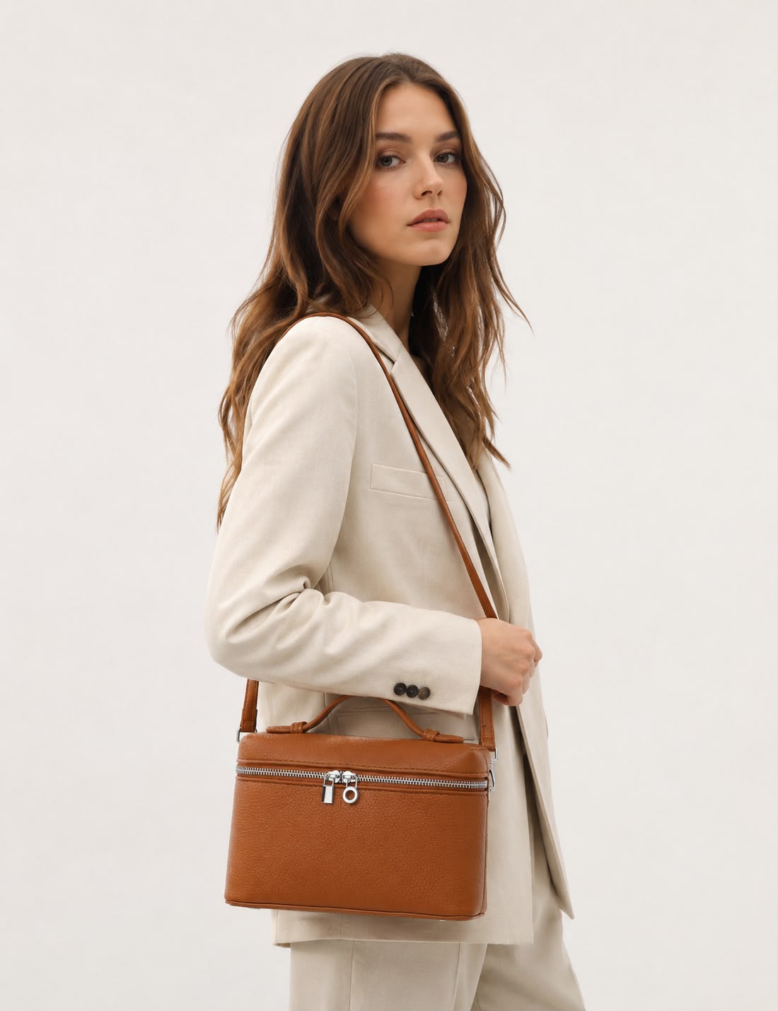 Mini Sac Bandoulière Femme Grainé Écrin – Kaki Brun