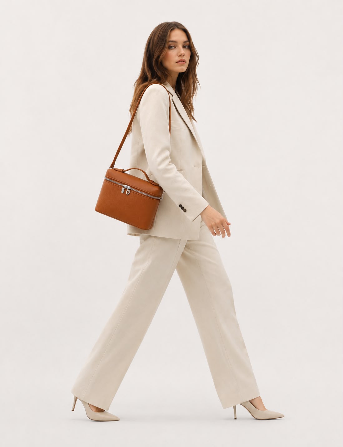 Mini Sac Bandoulière Femme Grainé Écrin – Kaki Brun