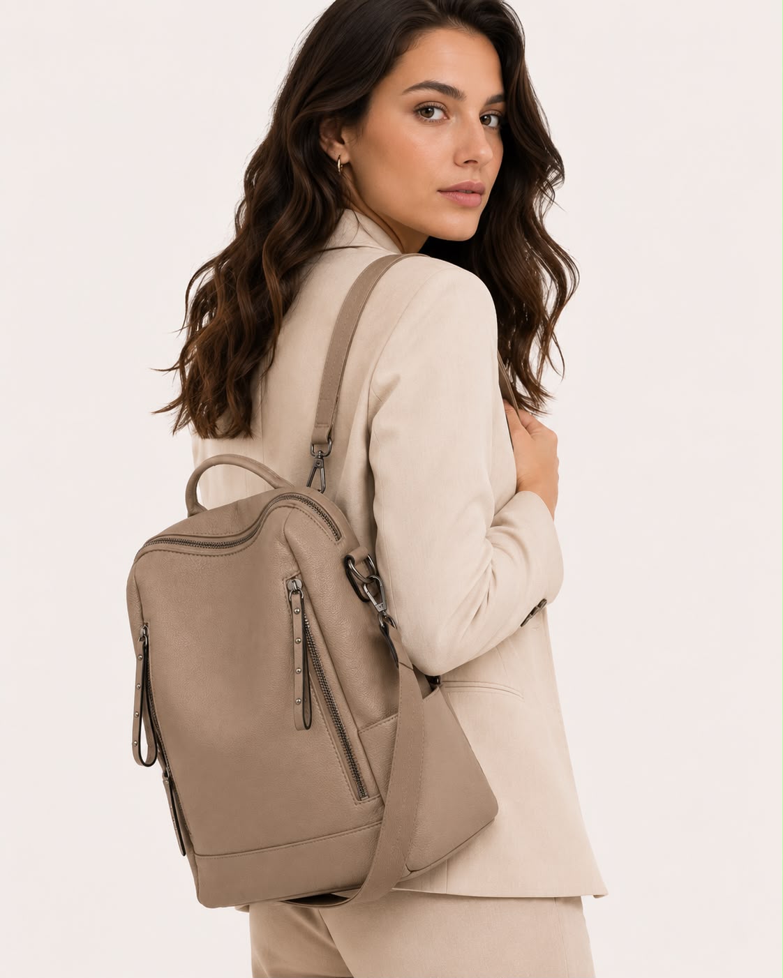 Sac à Dos Femme Convertible Camille – Kaki Beige