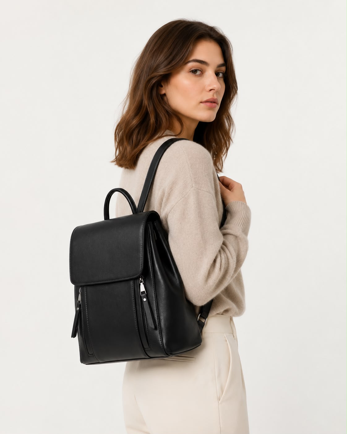 Sac à Dos Femme en Cuir Véritable Noir – Grande Capacité