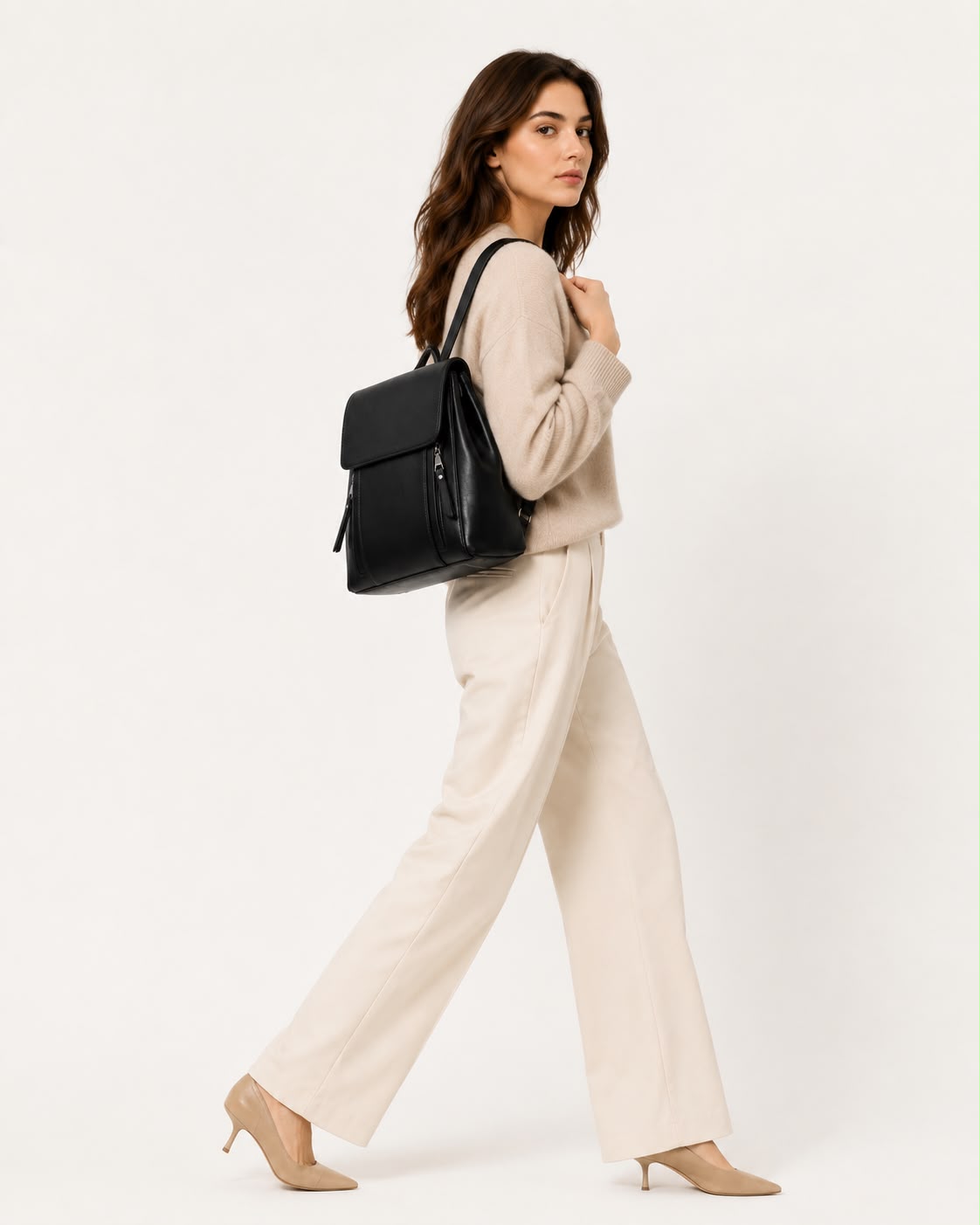Sac à Dos Femme en Cuir Véritable Noir – Grande Capacité