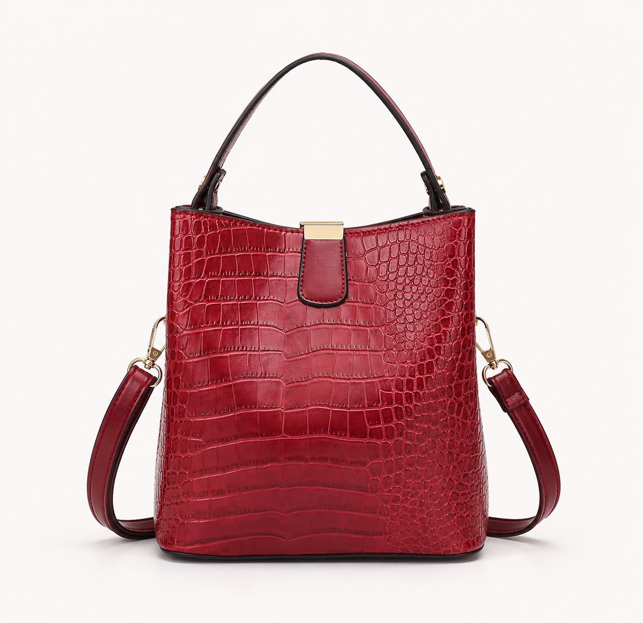 Sac Seau Femme Effet Crocodile Rouge – Élise