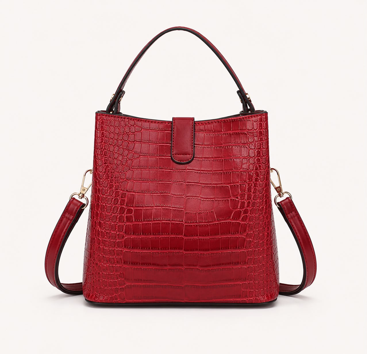 Sac Seau Femme Effet Crocodile Rouge – Élise