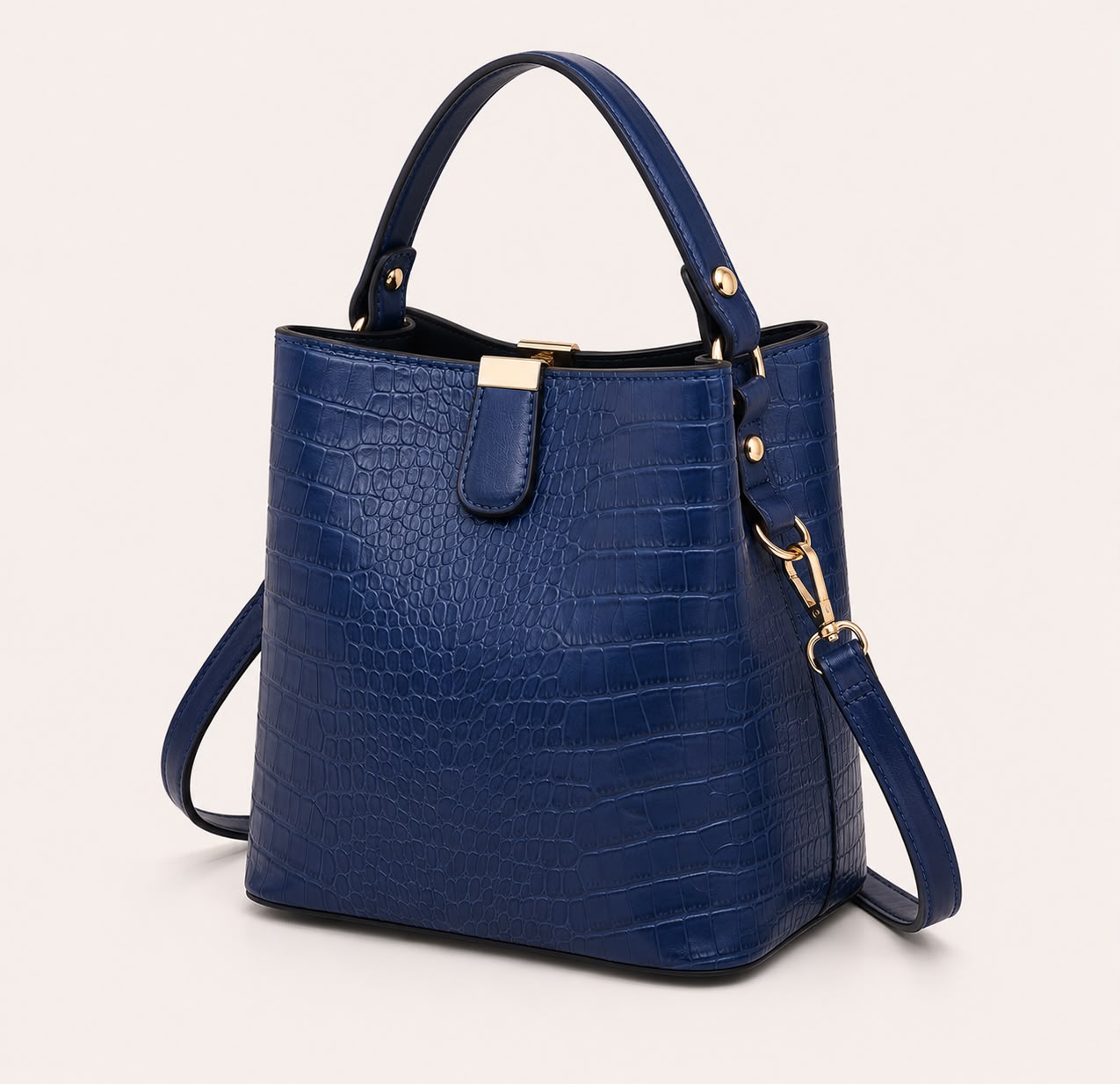 Sac Seau Femme Effet Crocodile Bleu – Élise