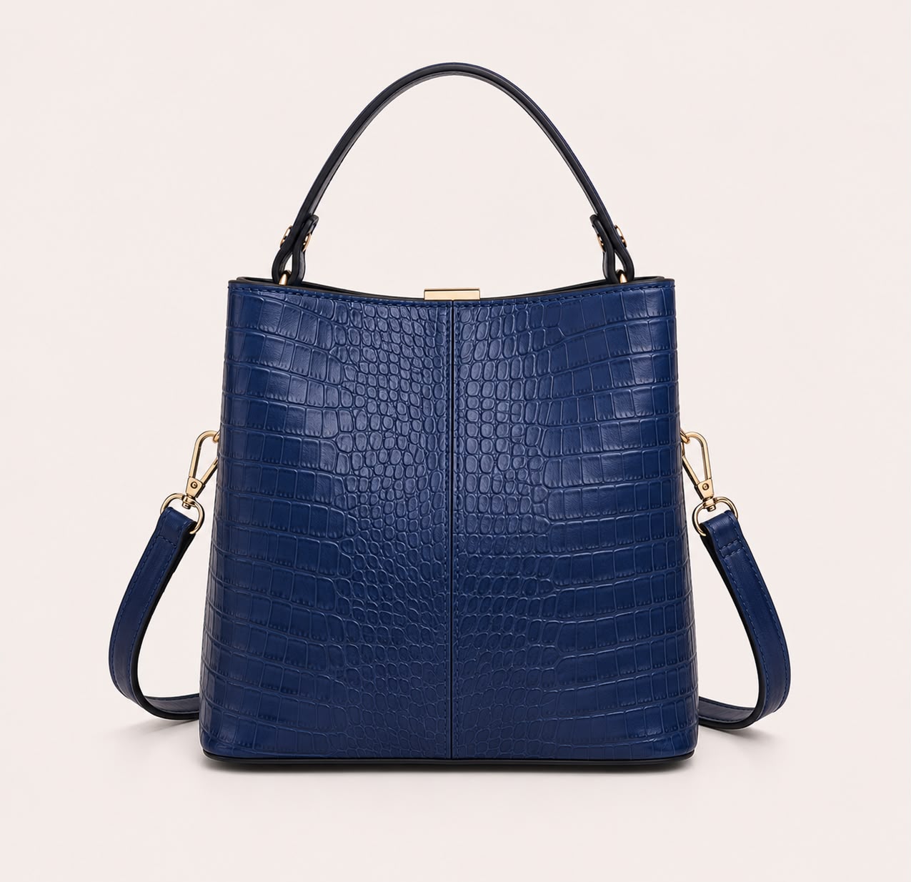 Sac Seau Femme Effet Crocodile Bleu – Élise