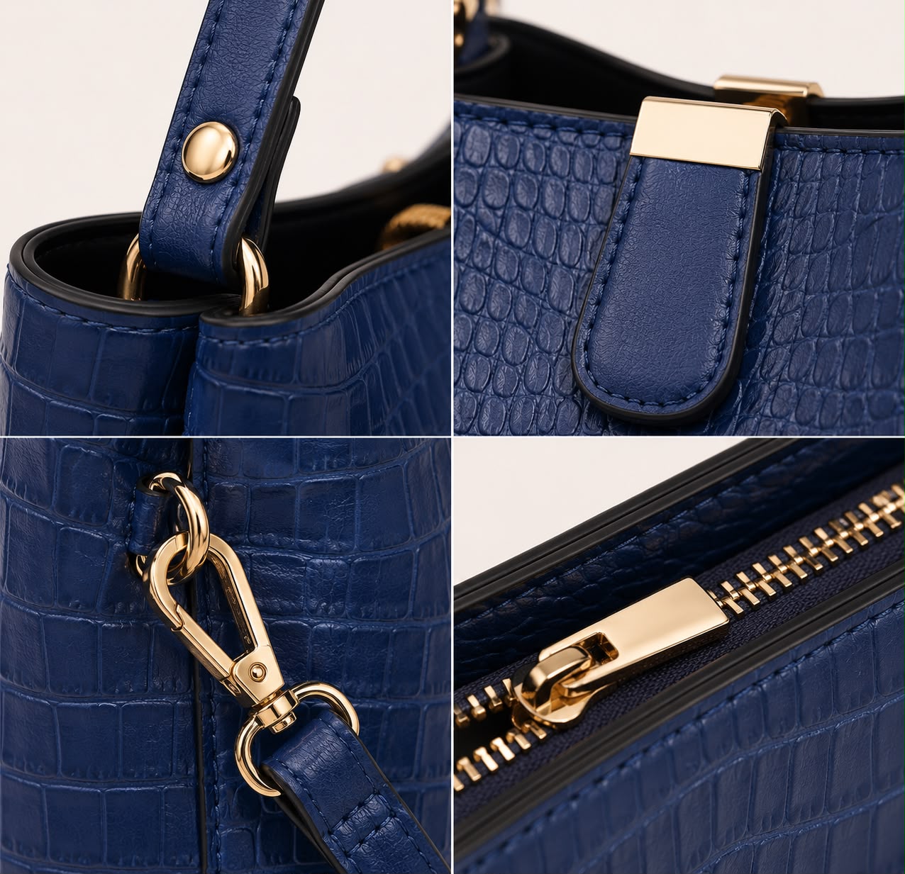 Sac Seau Femme Effet Crocodile Bleu – Élise