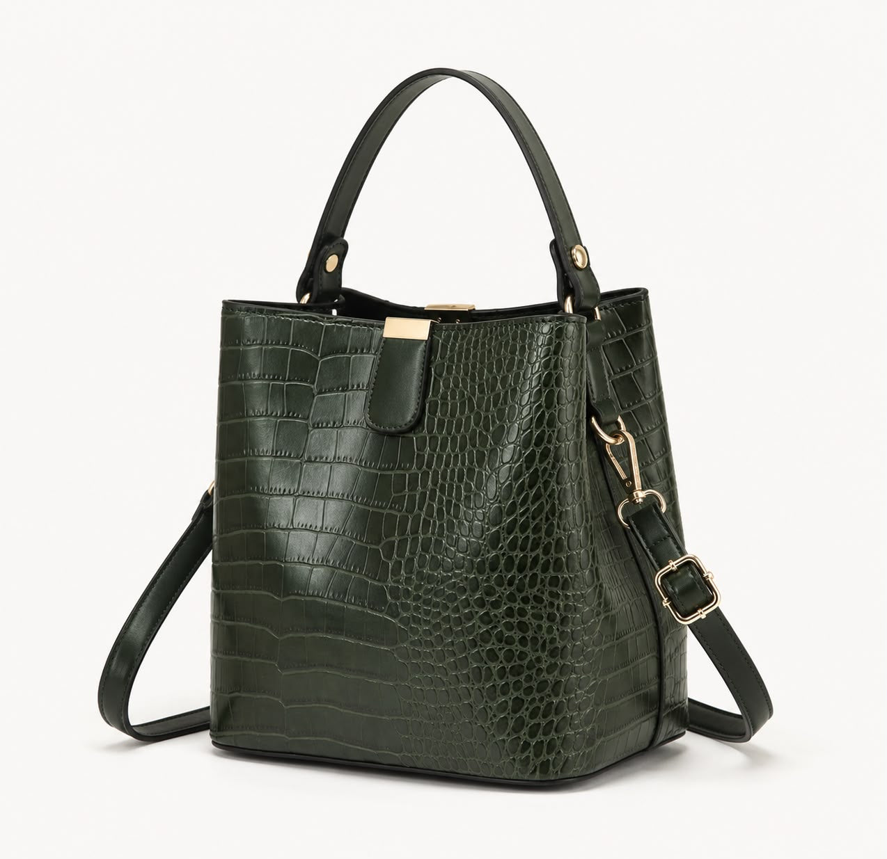 Sac Seau Femme Effet Crocodile Vert – Élise