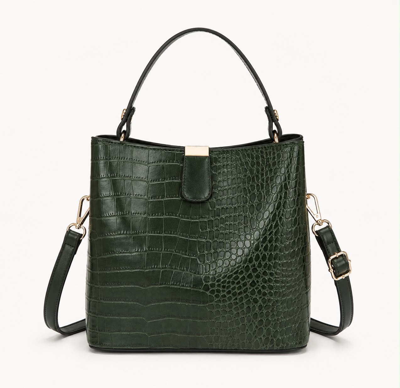 Sac Seau Femme Effet Crocodile Vert – Élise