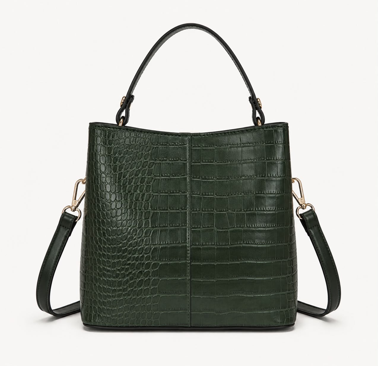 Sac Seau Femme Effet Crocodile Vert – Élise