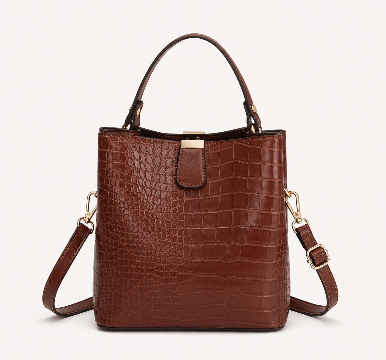 Sac Seau Femme Effet Crocodile Café – Élise