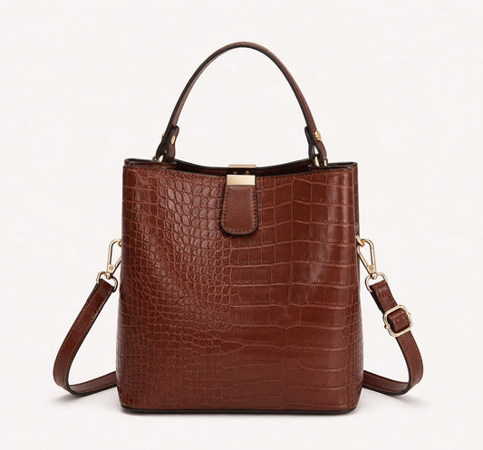 Sac Seau Femme Effet Crocodile Café – Élise