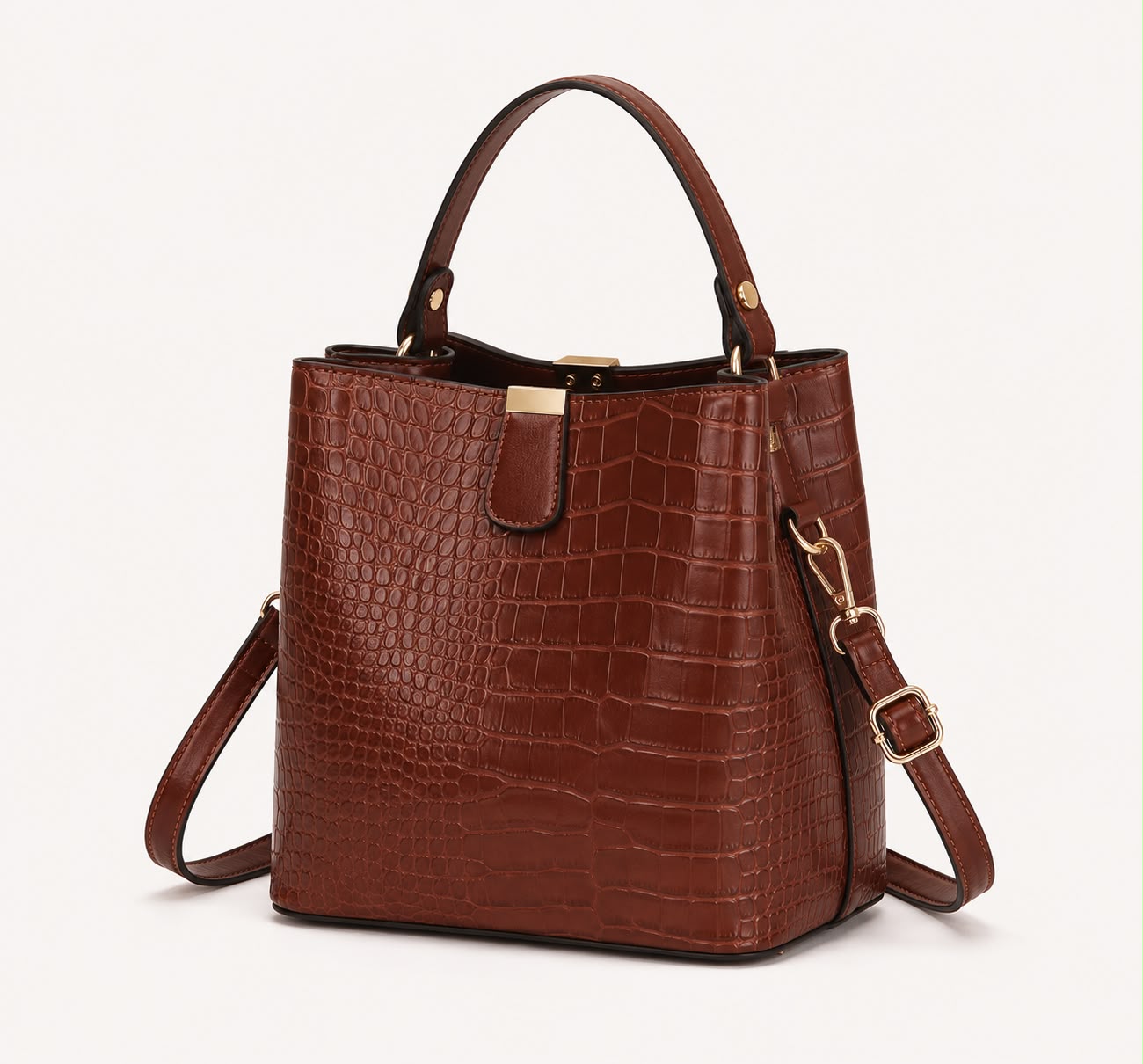 Sac Seau Femme Effet Crocodile Café – Élise