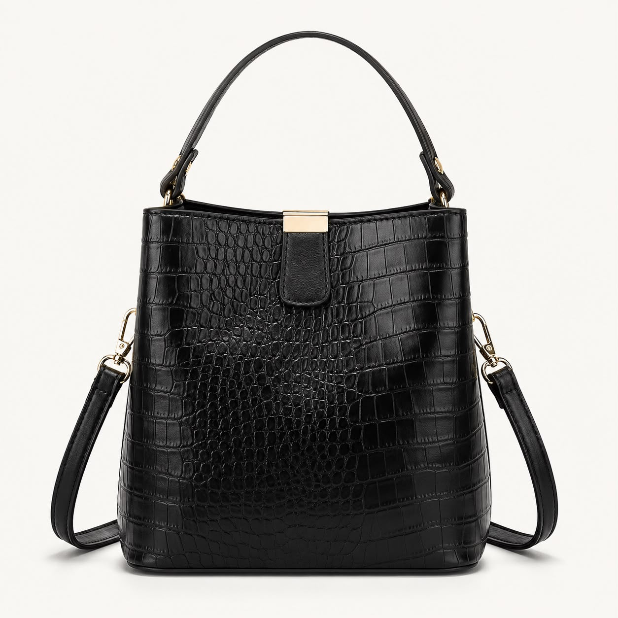 Sac Seau Femme Effet Crocodile Noir – Élise