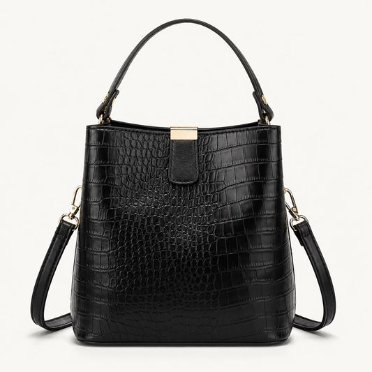Sac Seau Femme Effet Crocodile Noir – Élise