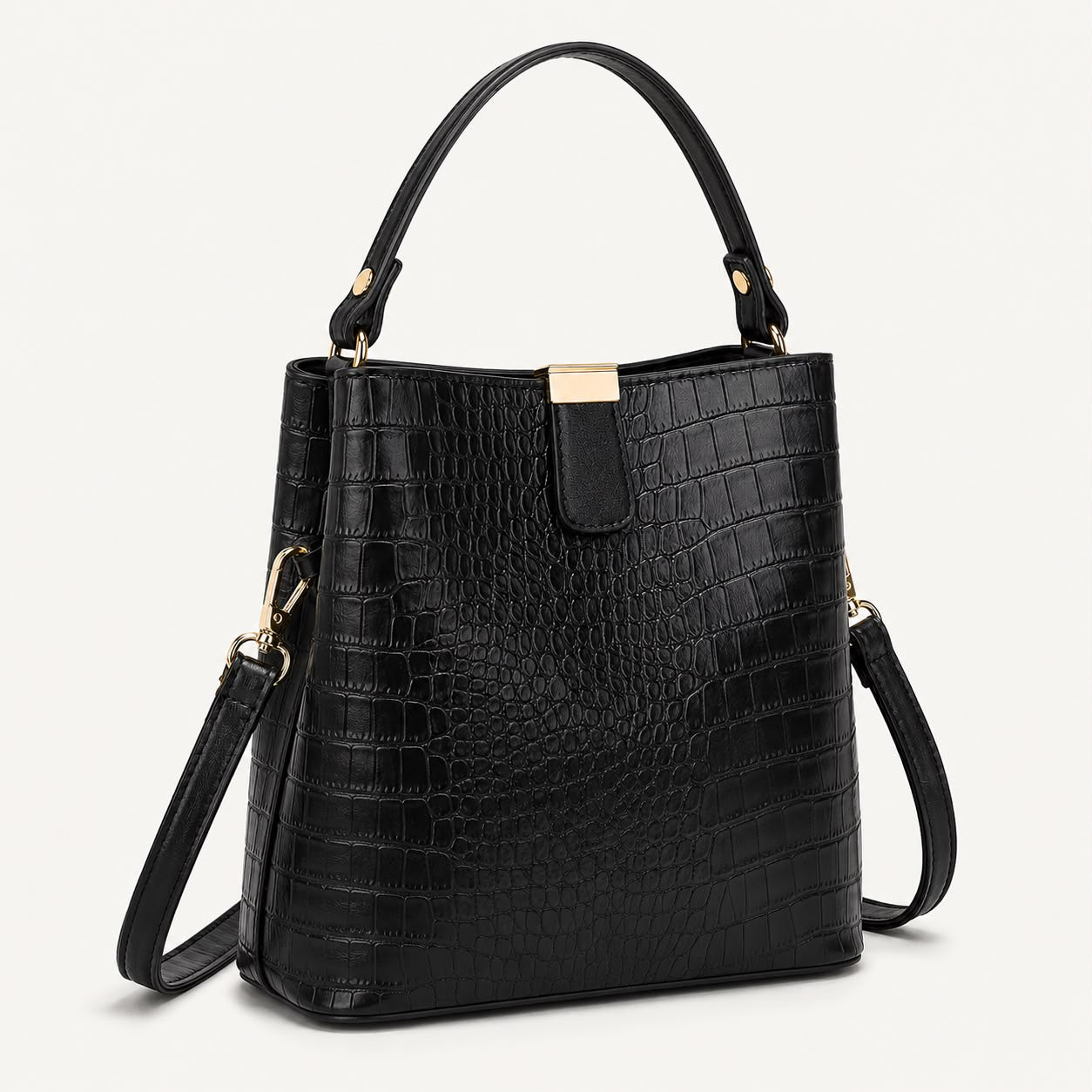 Sac Seau Femme Effet Crocodile Noir – Élise