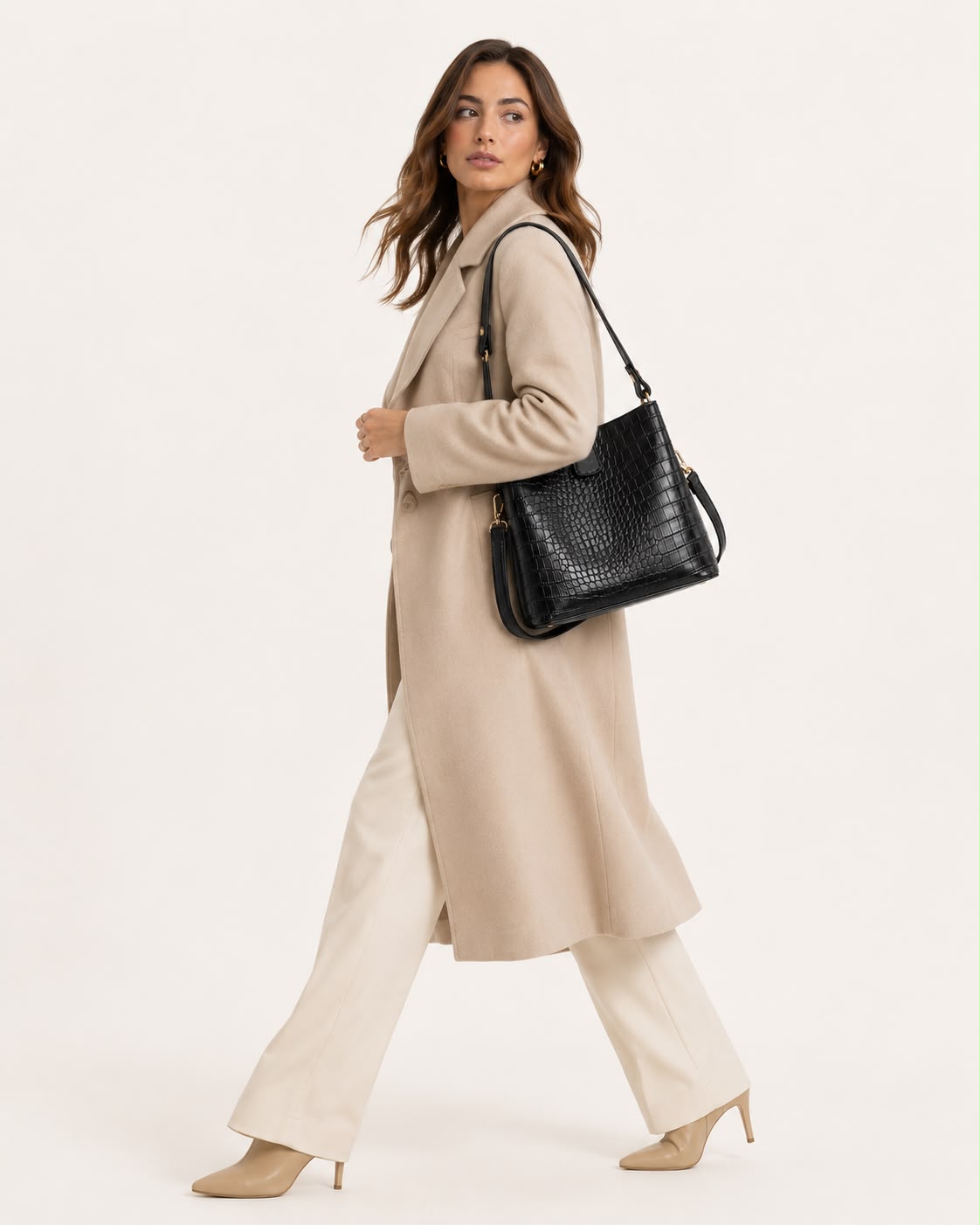 Sac Seau Femme Effet Crocodile Noir – Élise