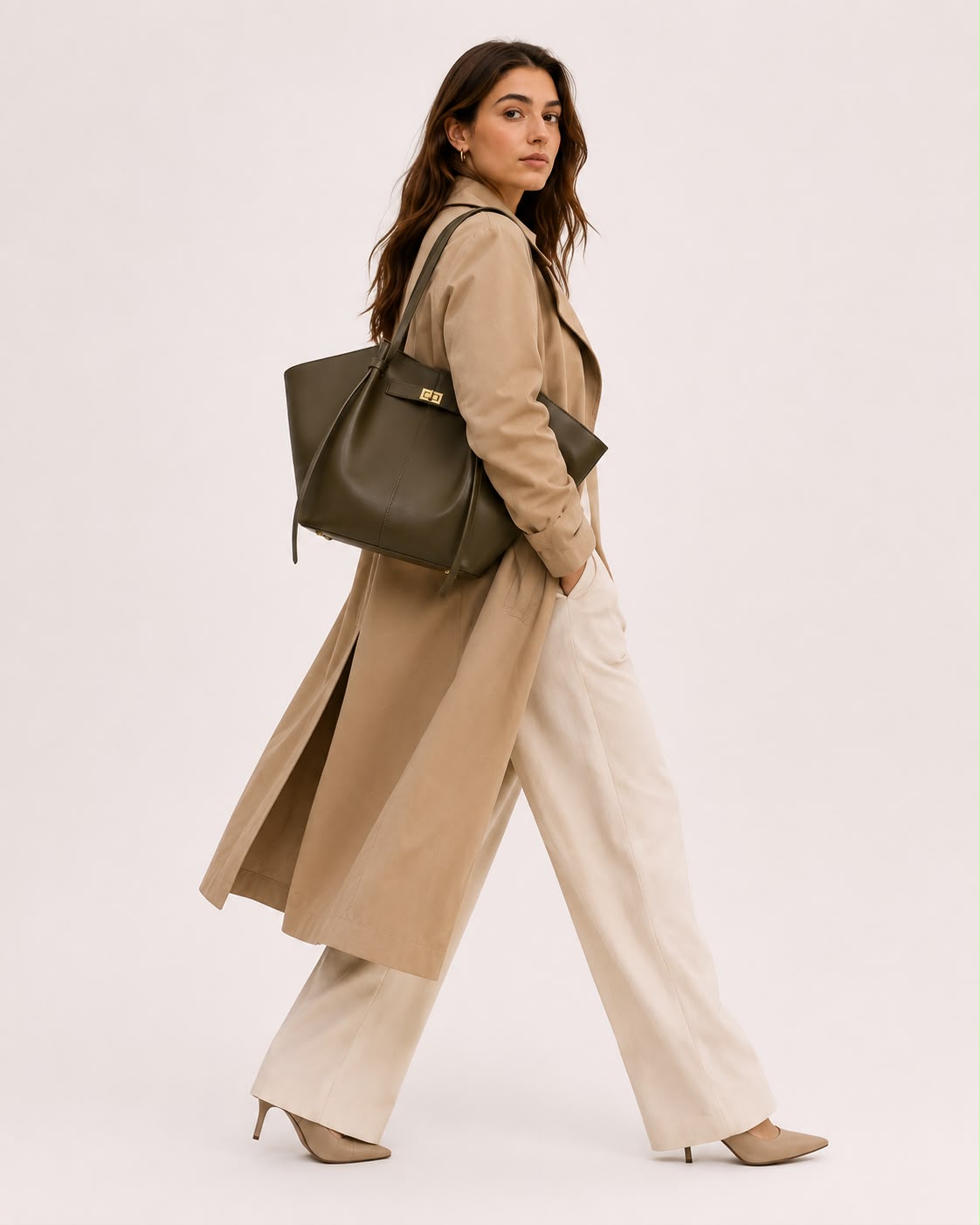 Grand Sac Cabas Femme Aélia Vert Armée