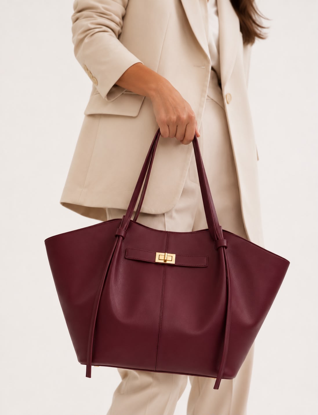 Grand Sac Cabas Femme Aélia Bourgogne