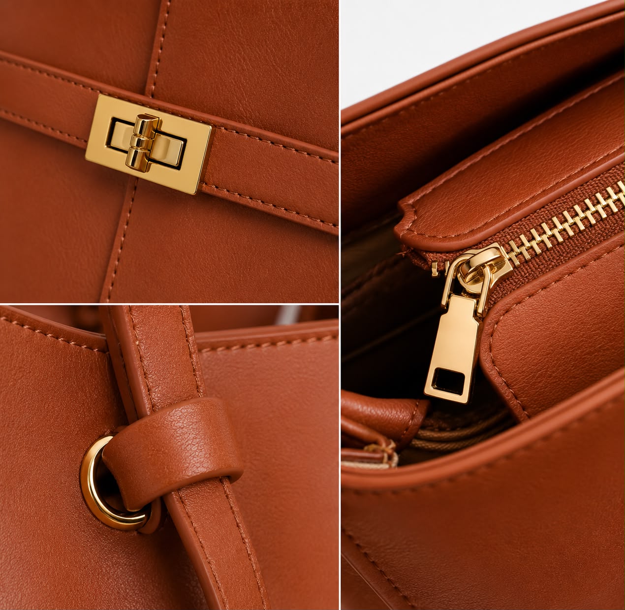 Grand Sac Cabas Femme Aélia Marron Clair