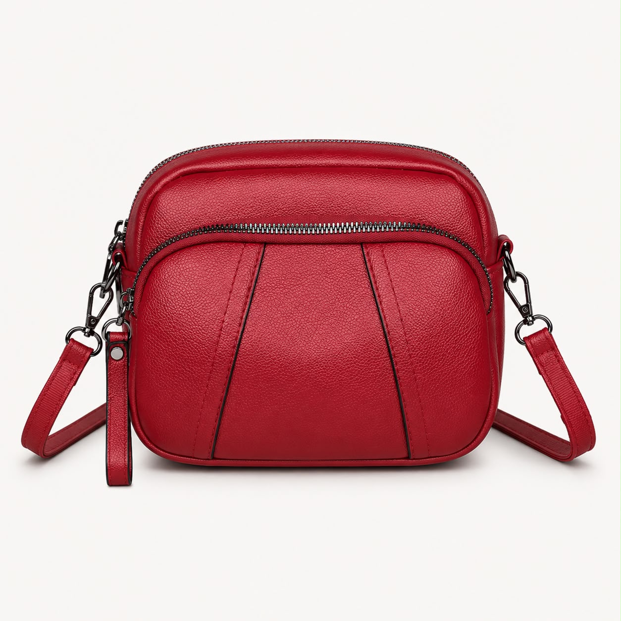 Sac bandoulière femme Mila en PU grainé – Rouge
