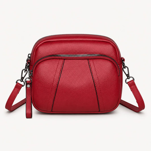 Sac bandoulière femme Mila en PU grainé – Rouge