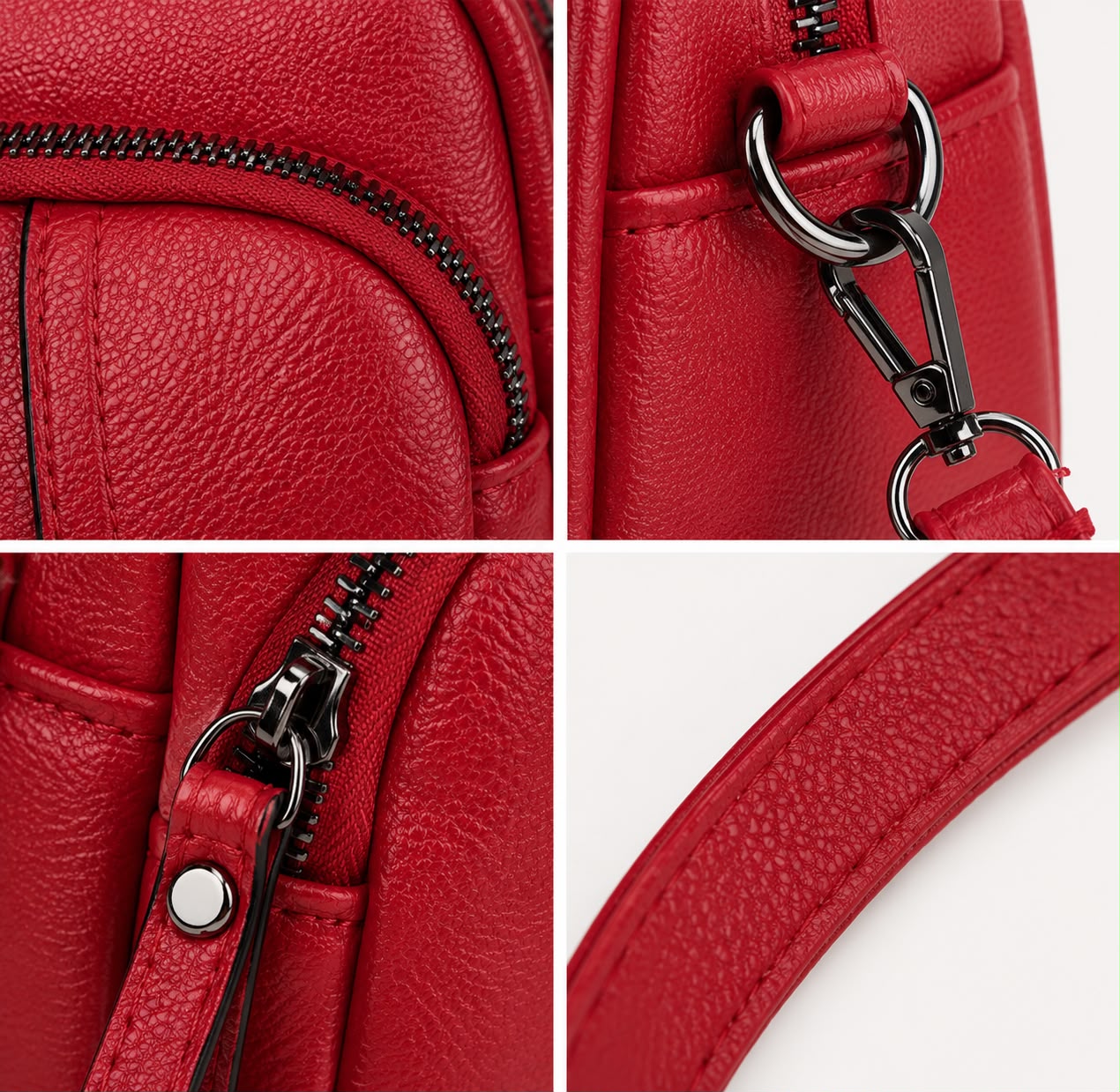 Sac bandoulière femme Mila en PU grainé – Rouge