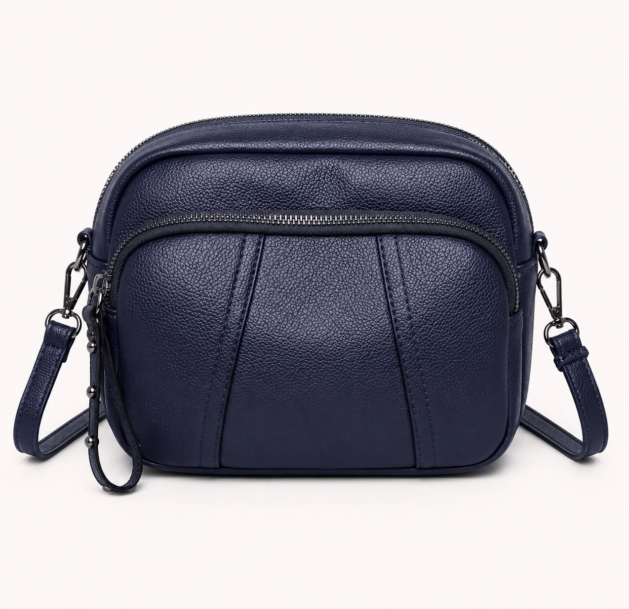 Sac bandoulière femme Mila en PU grainé – Bleu marine
