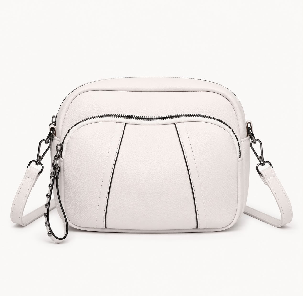 Sac bandoulière femme Mila en PU grainé – Blanc