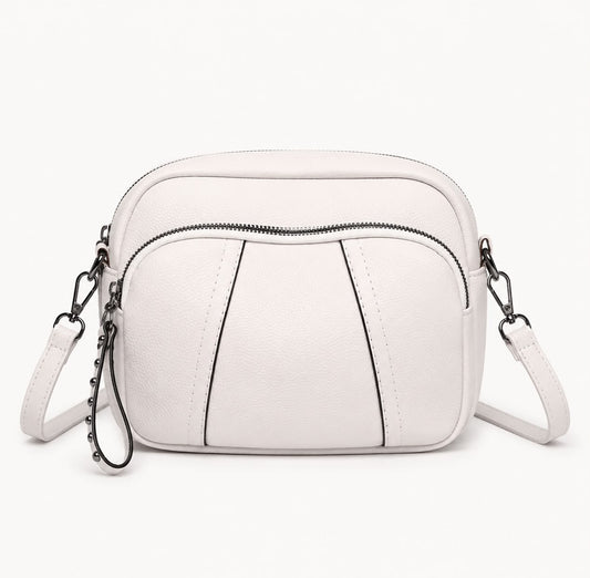 Sac bandoulière femme Mila en PU grainé – Blanc