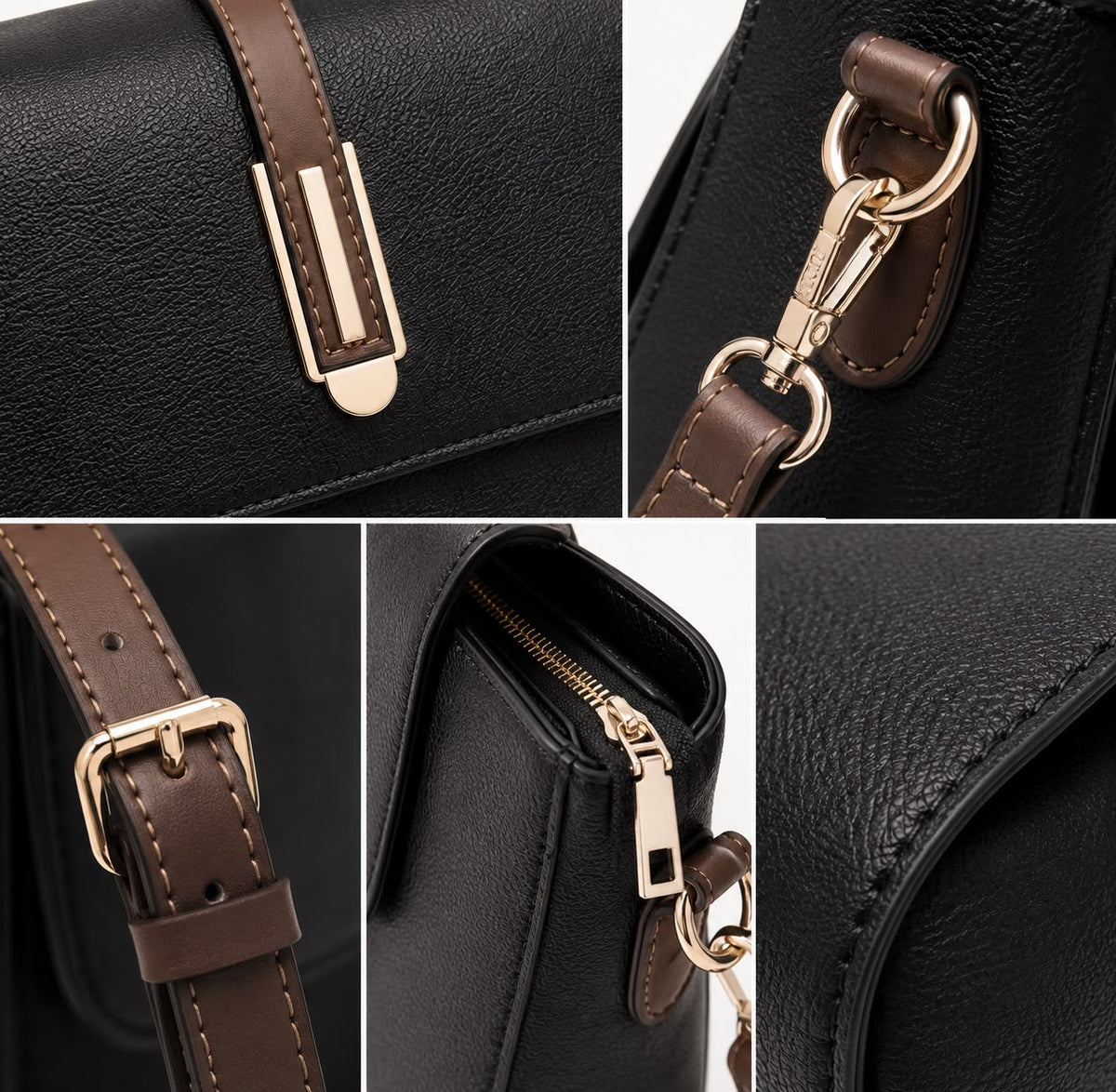 Sac Bandoulière Femme Noir en Cuir PU à Rabat
