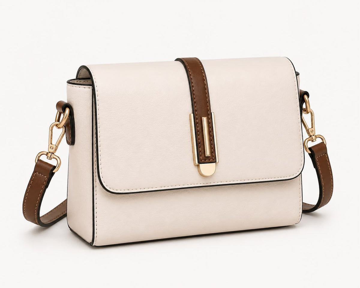 Sac Bandoulière Femme Beige en Cuir PU à Rabat