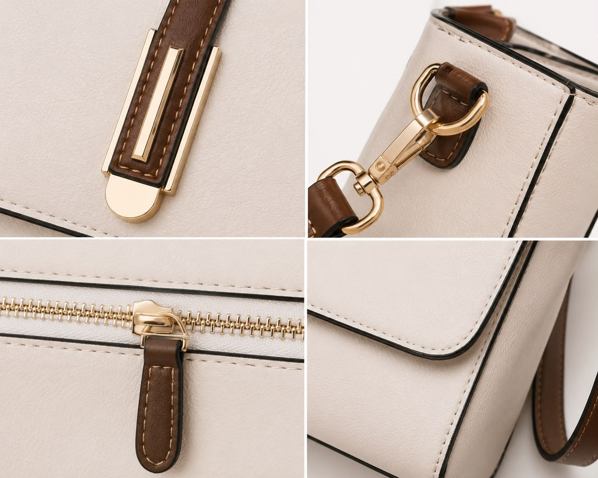 Sac Bandoulière Femme Beige en Cuir PU à Rabat