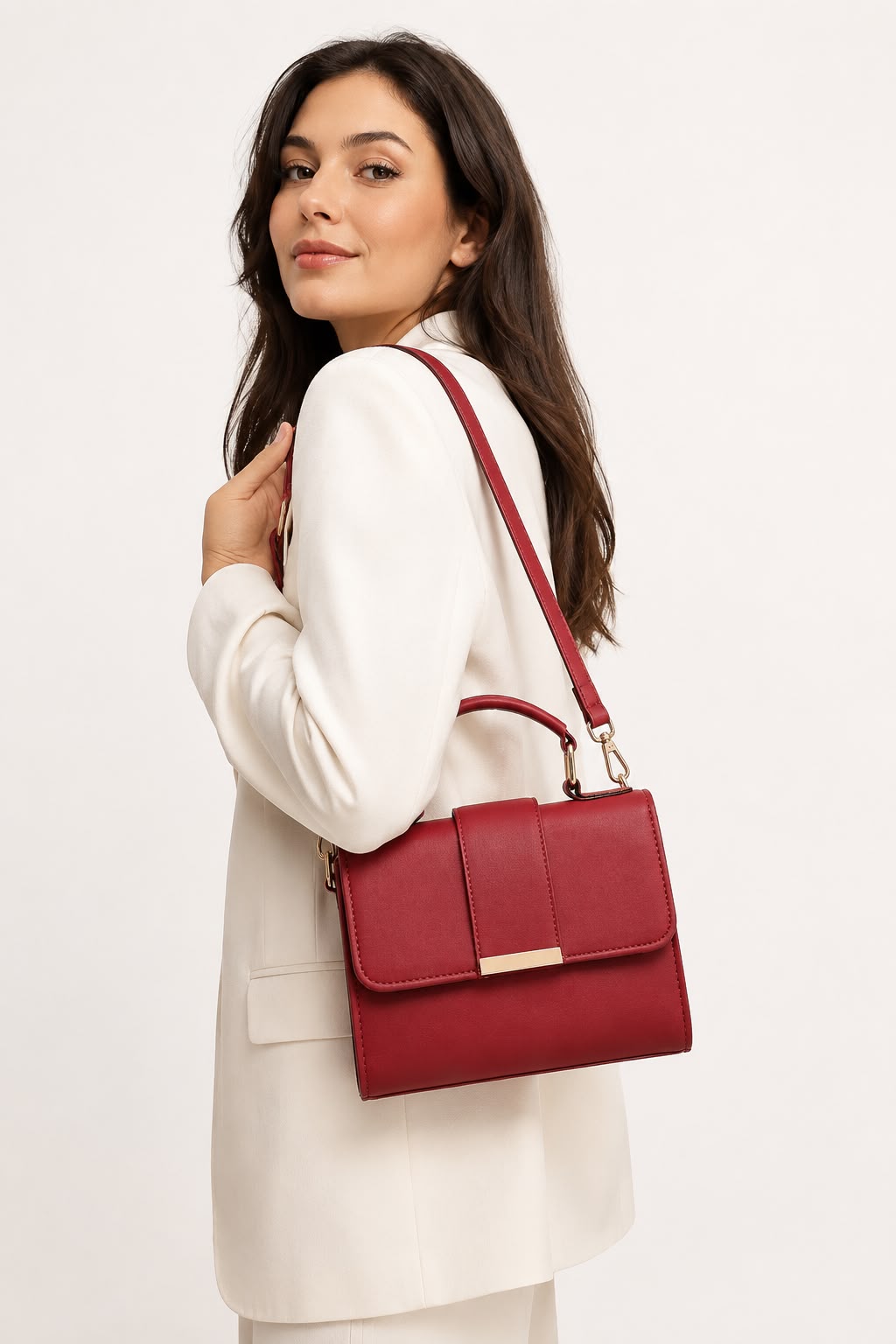 Sac bandoulière bordeaux à rabat