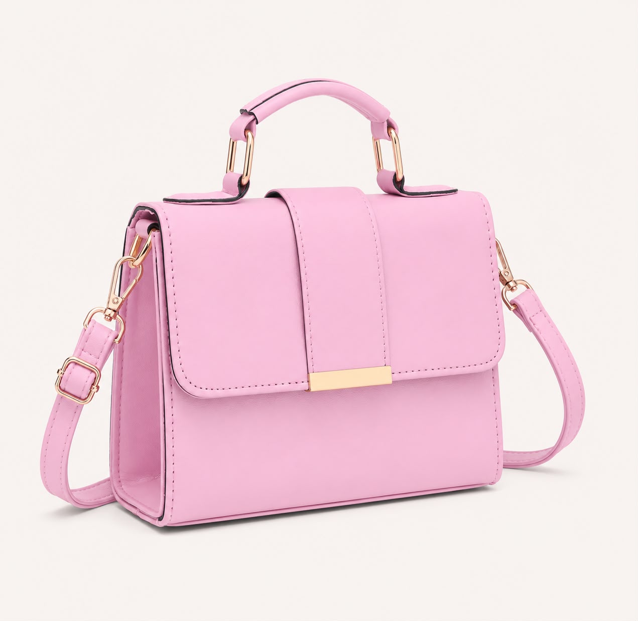 Sac bandoulière rose à rabat