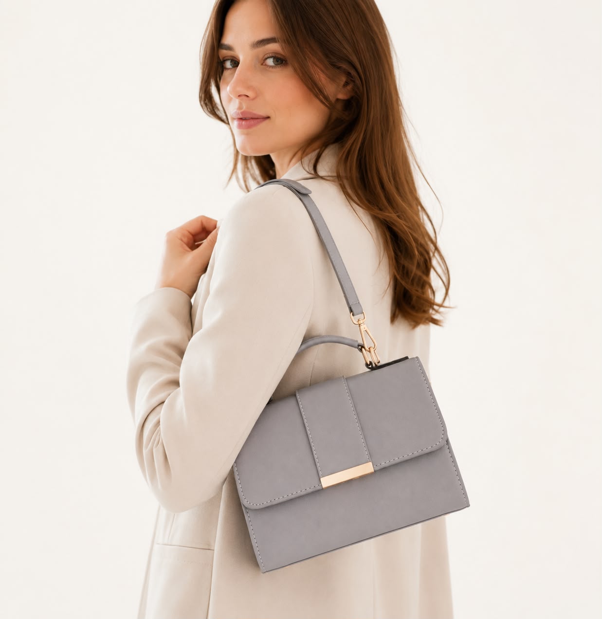 Sac bandoulière gris à rabat
