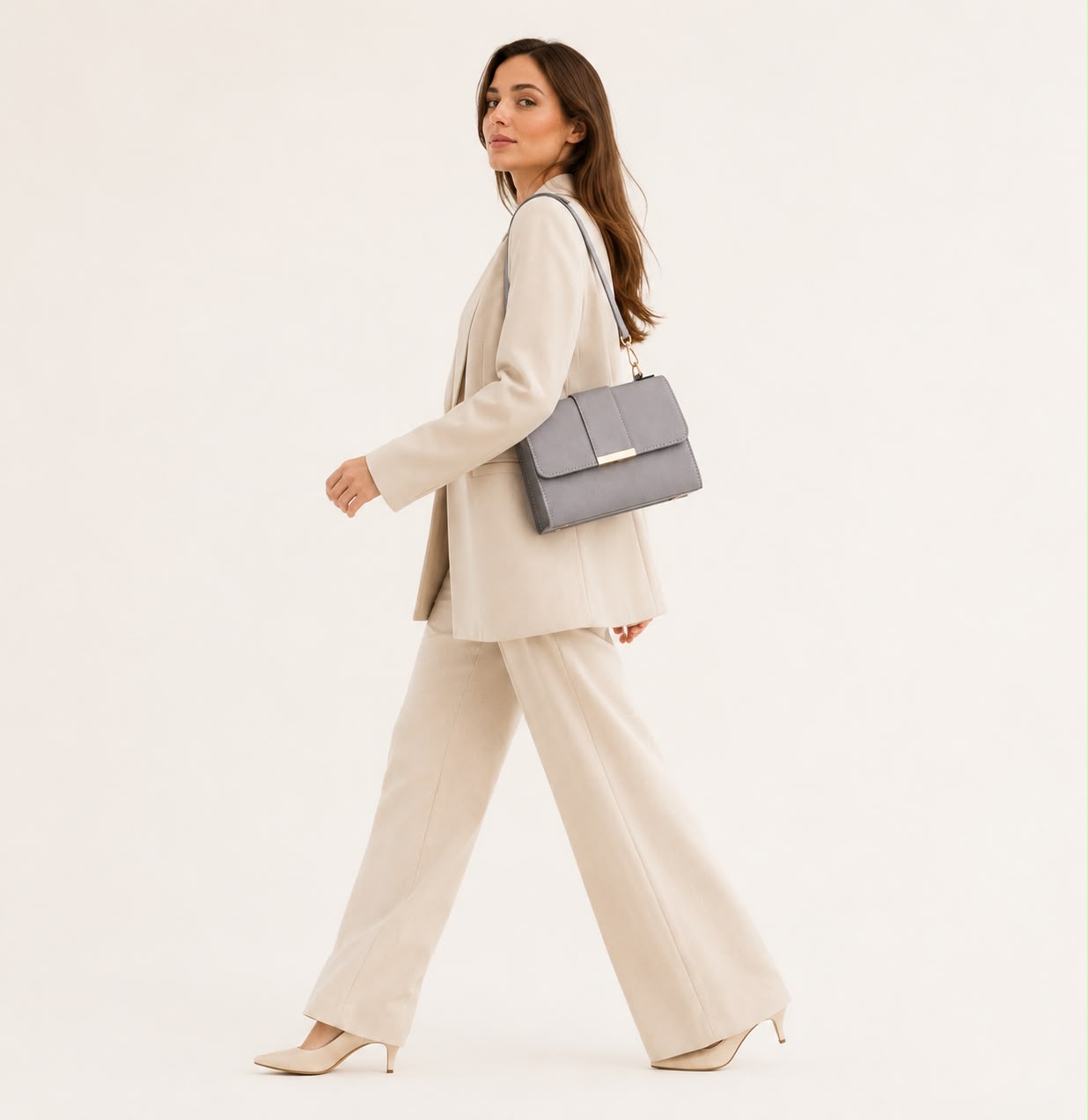 Sac bandoulière gris à rabat