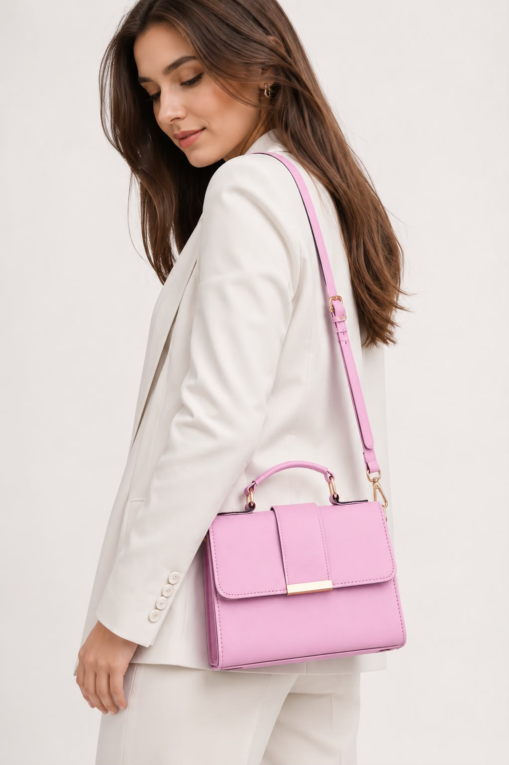 Sac bandoulière rose à rabat