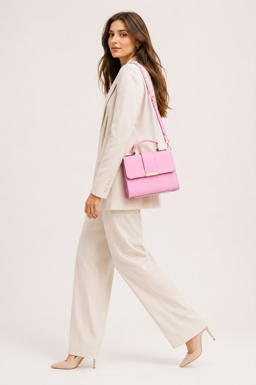 Sac bandoulière rose à rabat