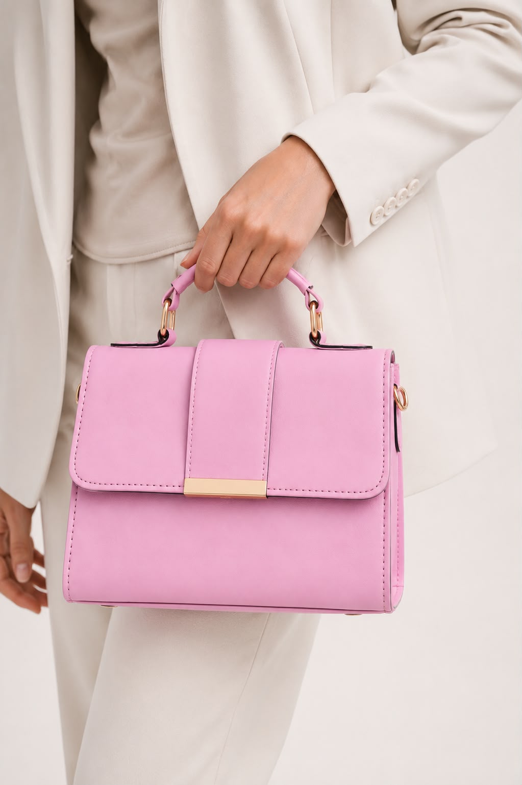 Sac bandoulière rose à rabat