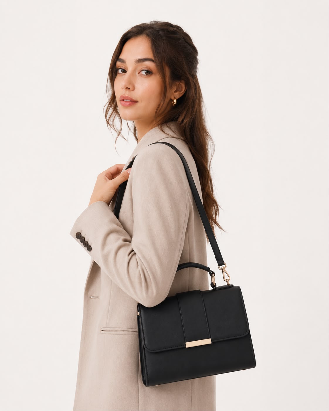 Sac bandoulière noir à rabat