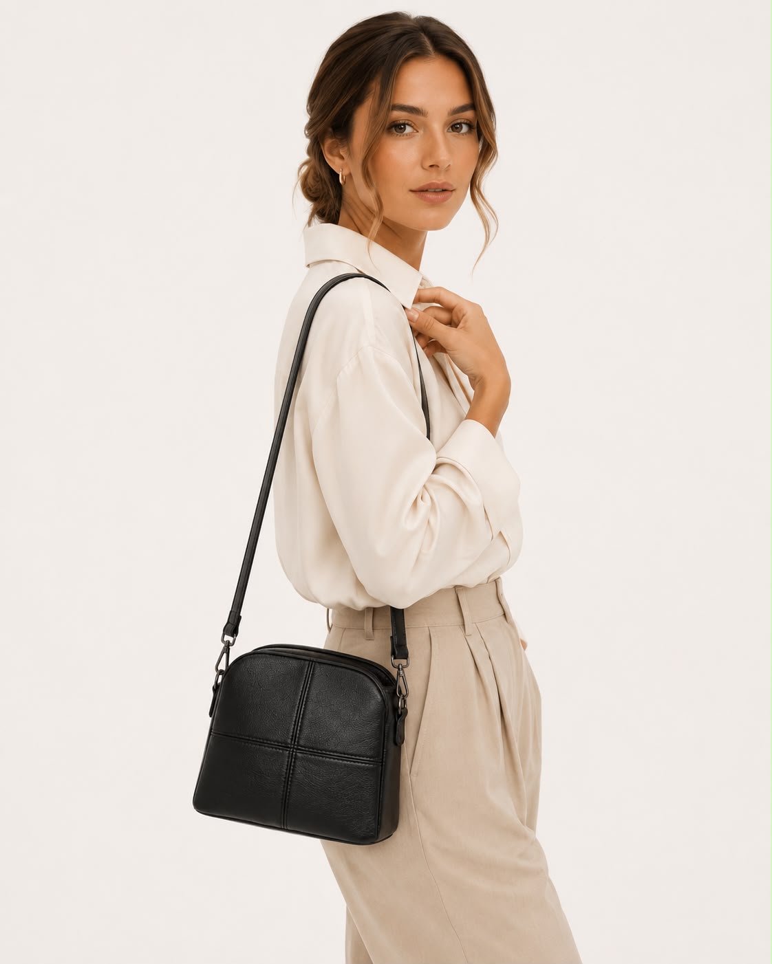 Sac Bandoulière Femme Noir à Motif Animal
