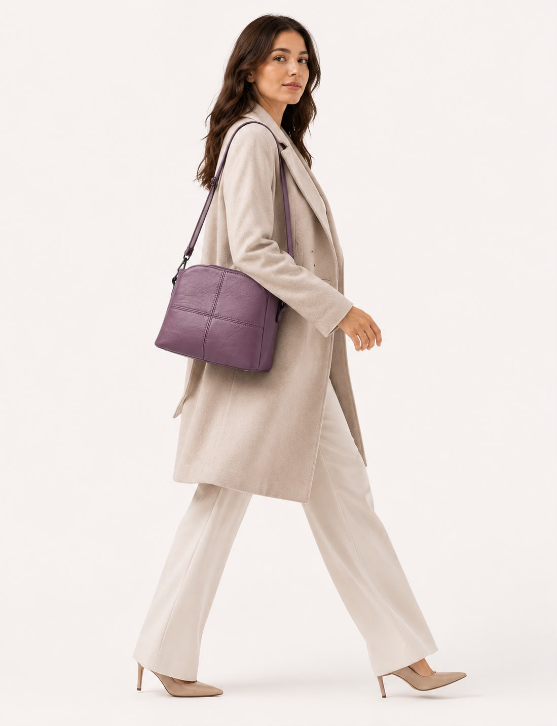 Sac Bandoulière Femme Violet à Motif Animal