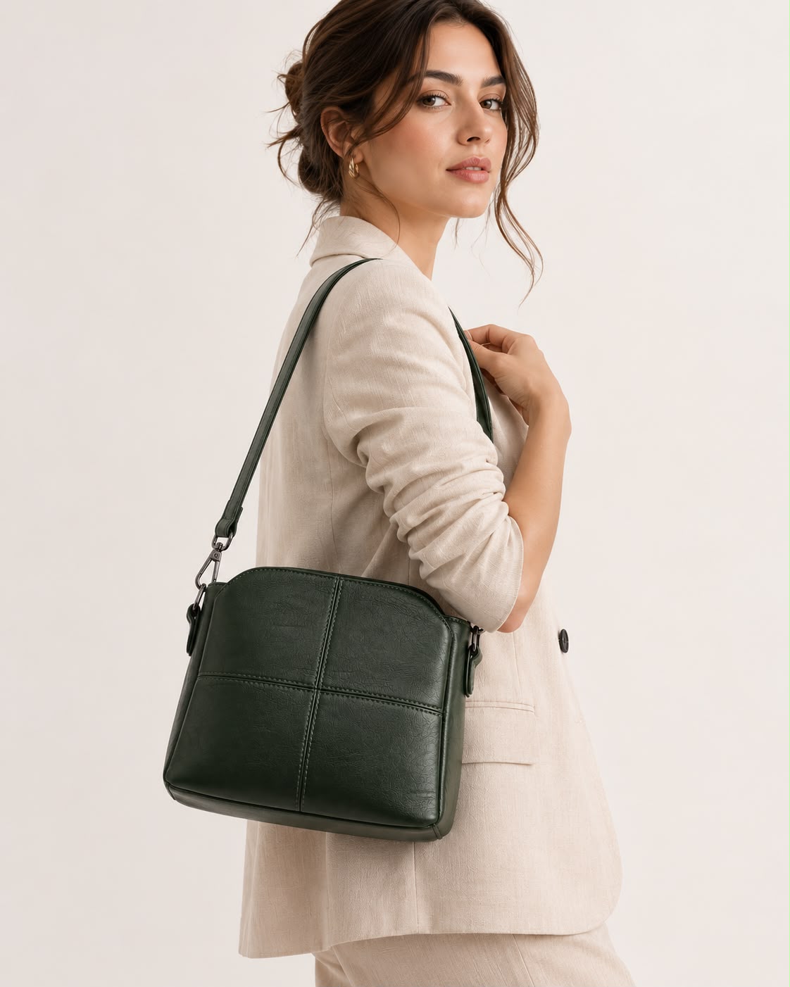 Sac Bandoulière Femme Vert à Motif Animal