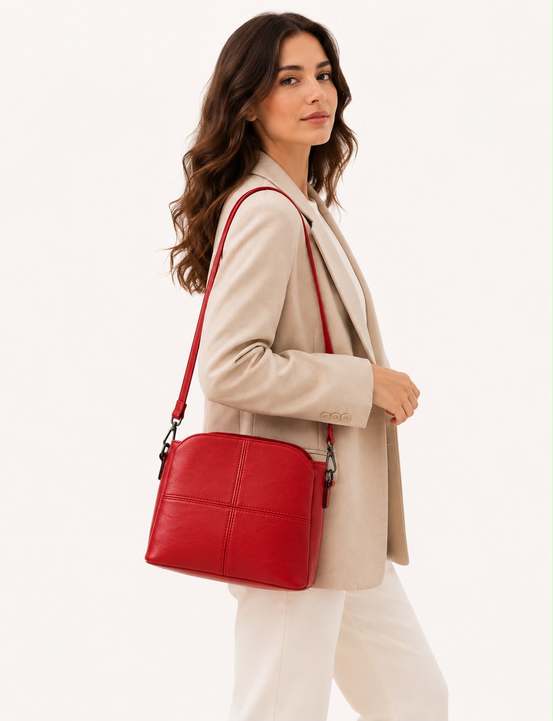Sac Bandoulière Femme Rouge à Motif Animal